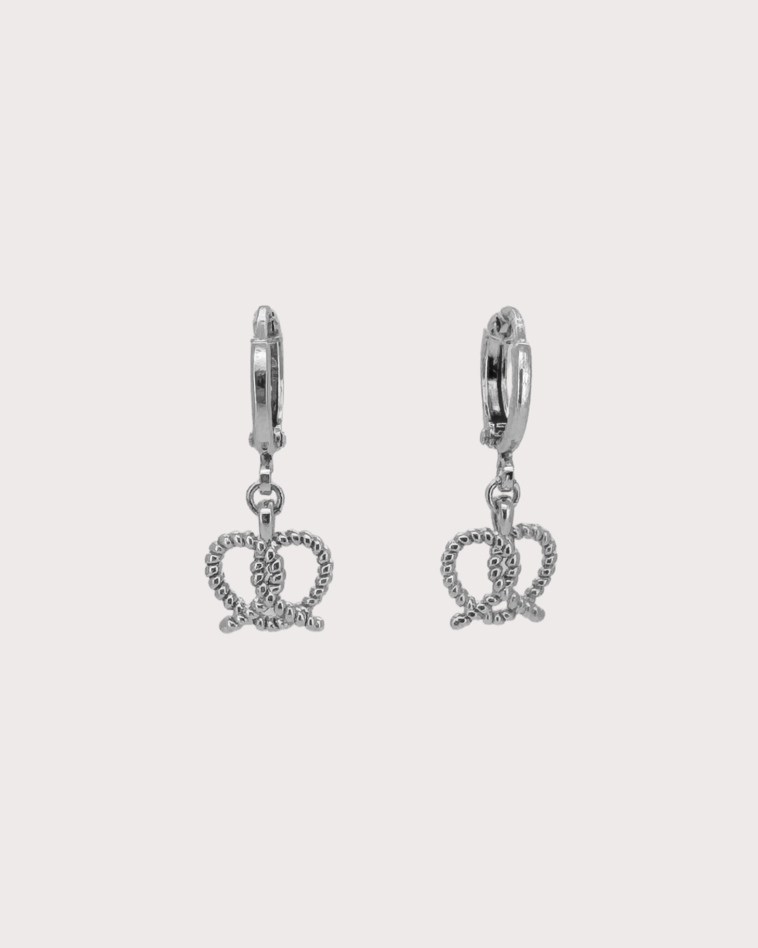 Marjorie Pretzel White Zircon Huggie Earrings
