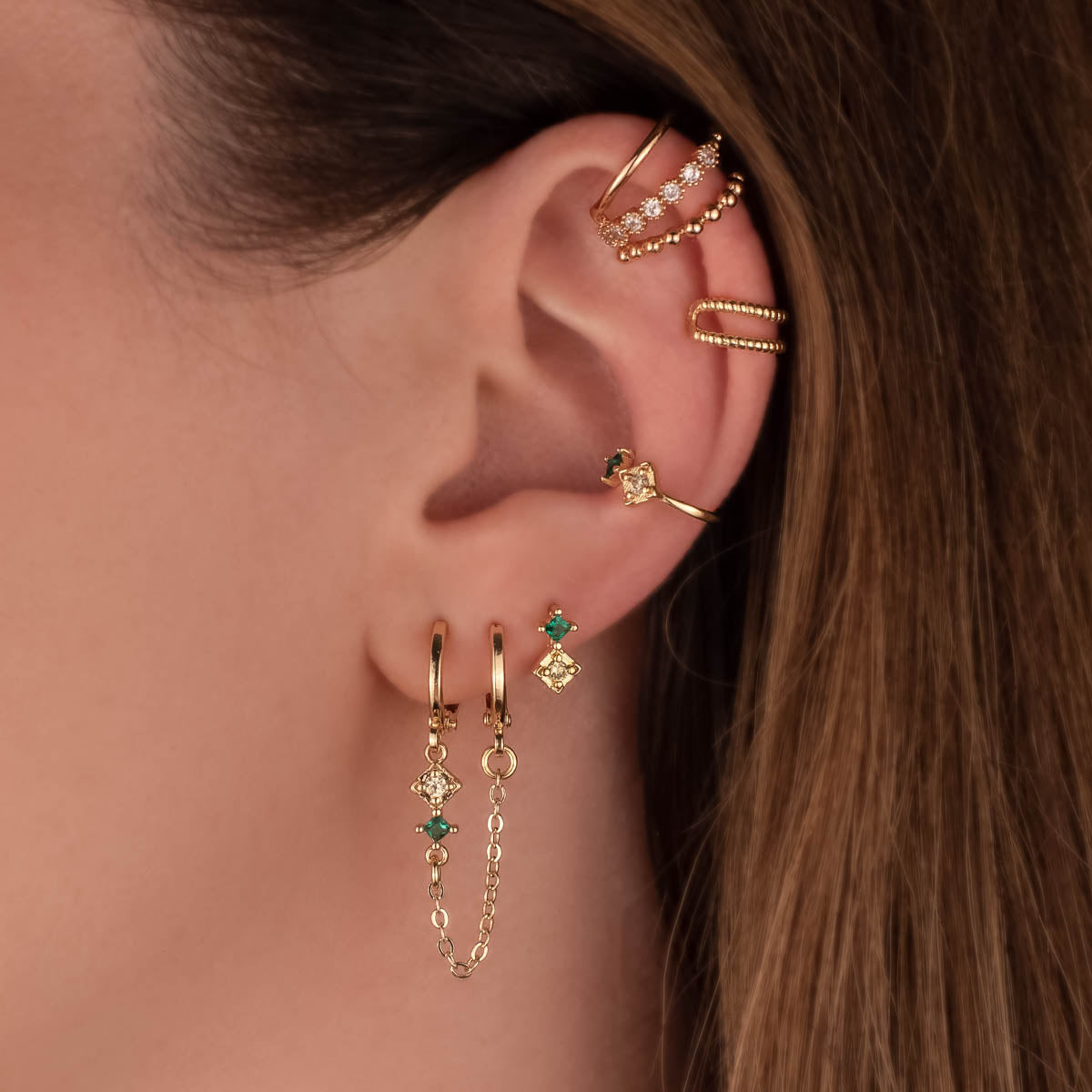 Hazel Yellow and Green Zircon Ear Cuff
