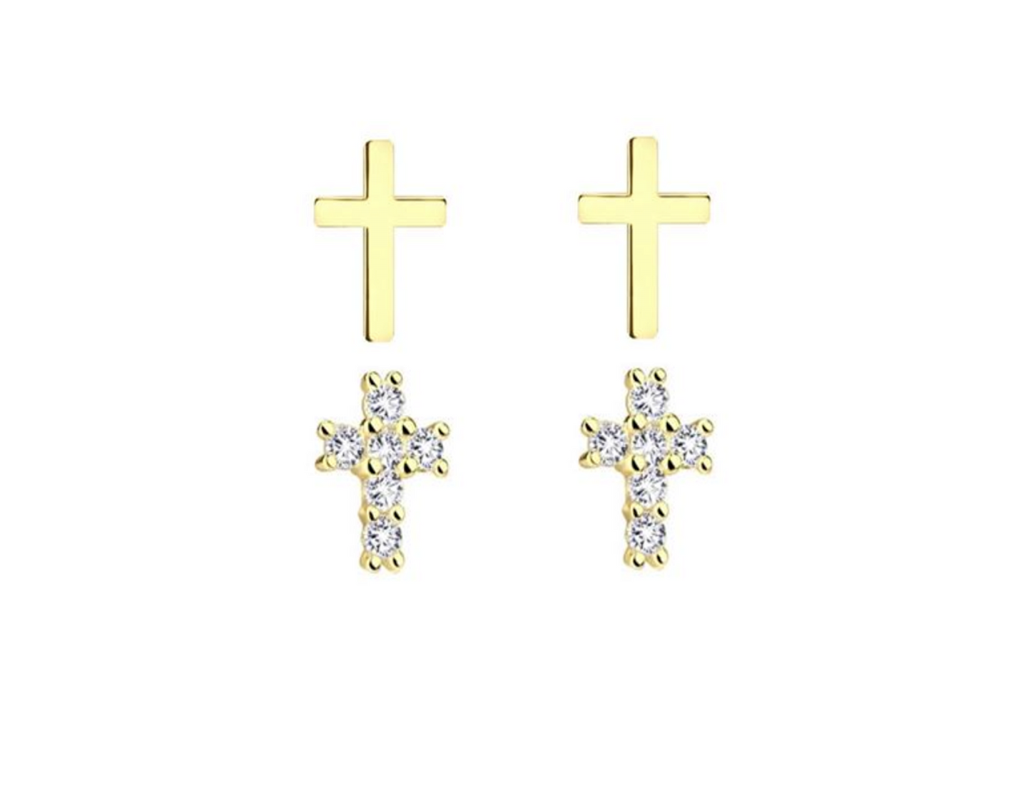 CZ Cross Studs Set