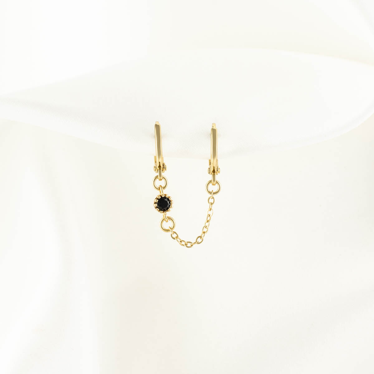 Alexandra Black Zircon Huggie Chain Earring