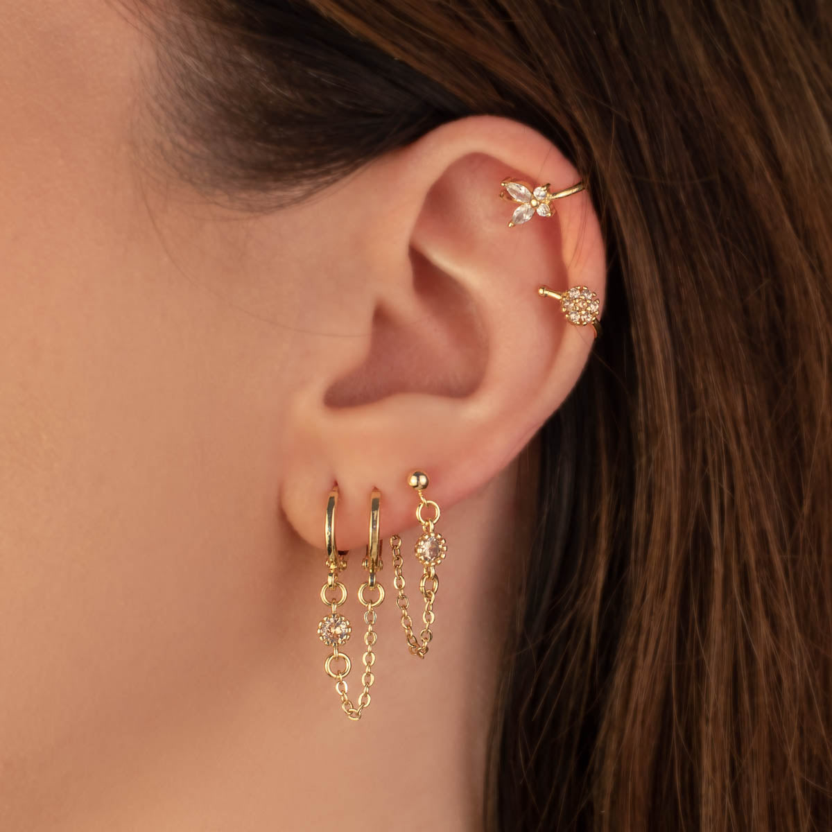 Bijou Campagne Zircon Huggie Chain Earring