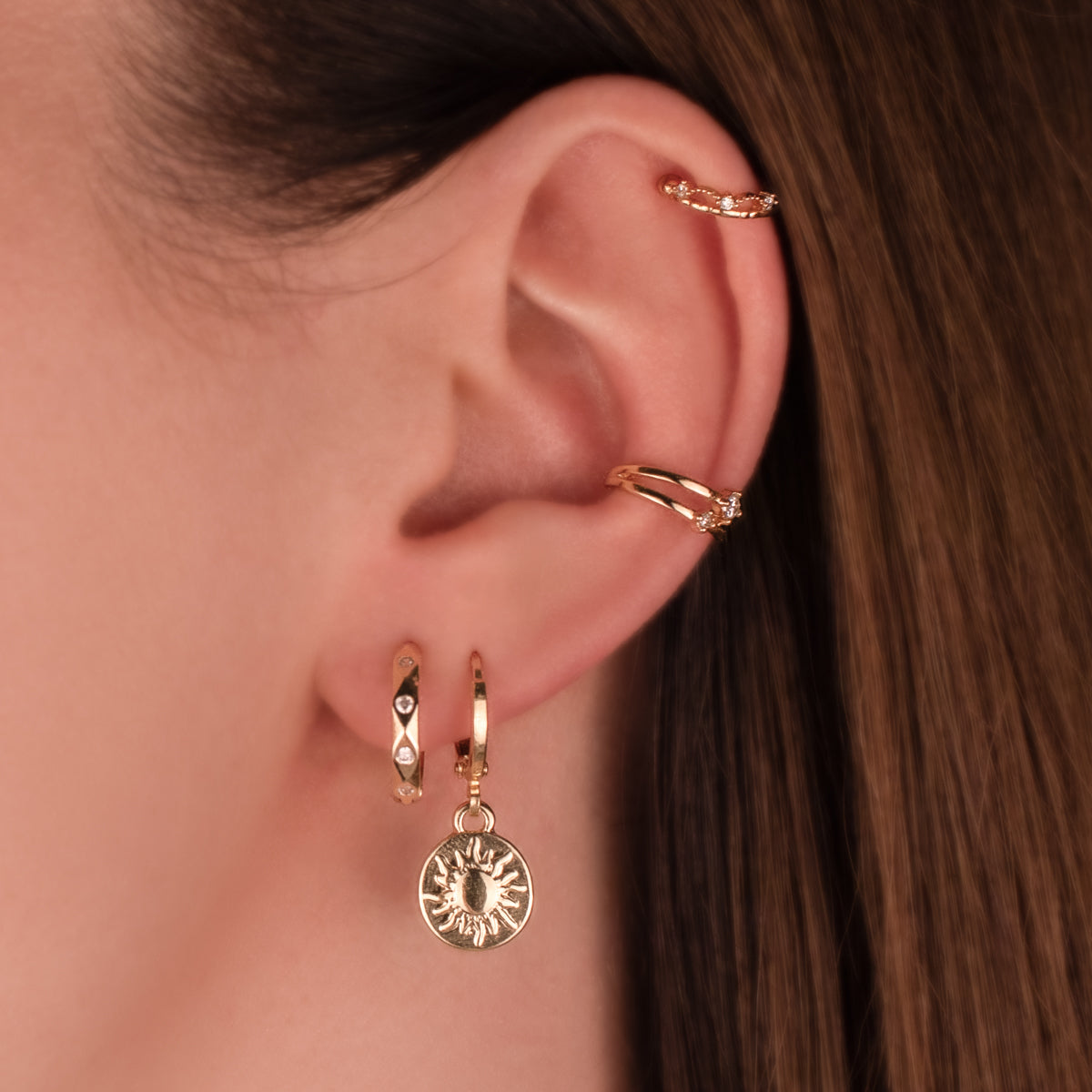 Cyrus Sun Huggie Earrings