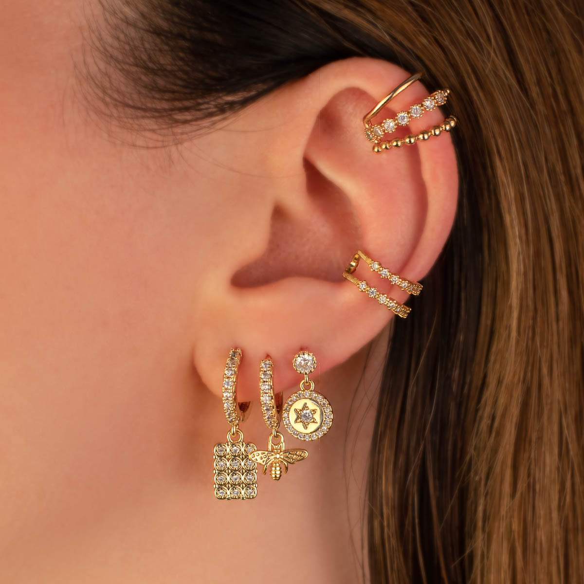 Esther Star White Zircon Embellished Stud Earrings