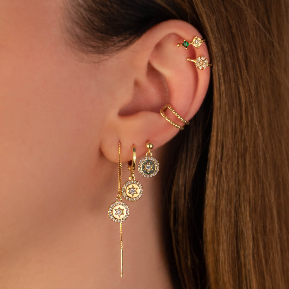 Esther Star White Zircon Huggie Earrings