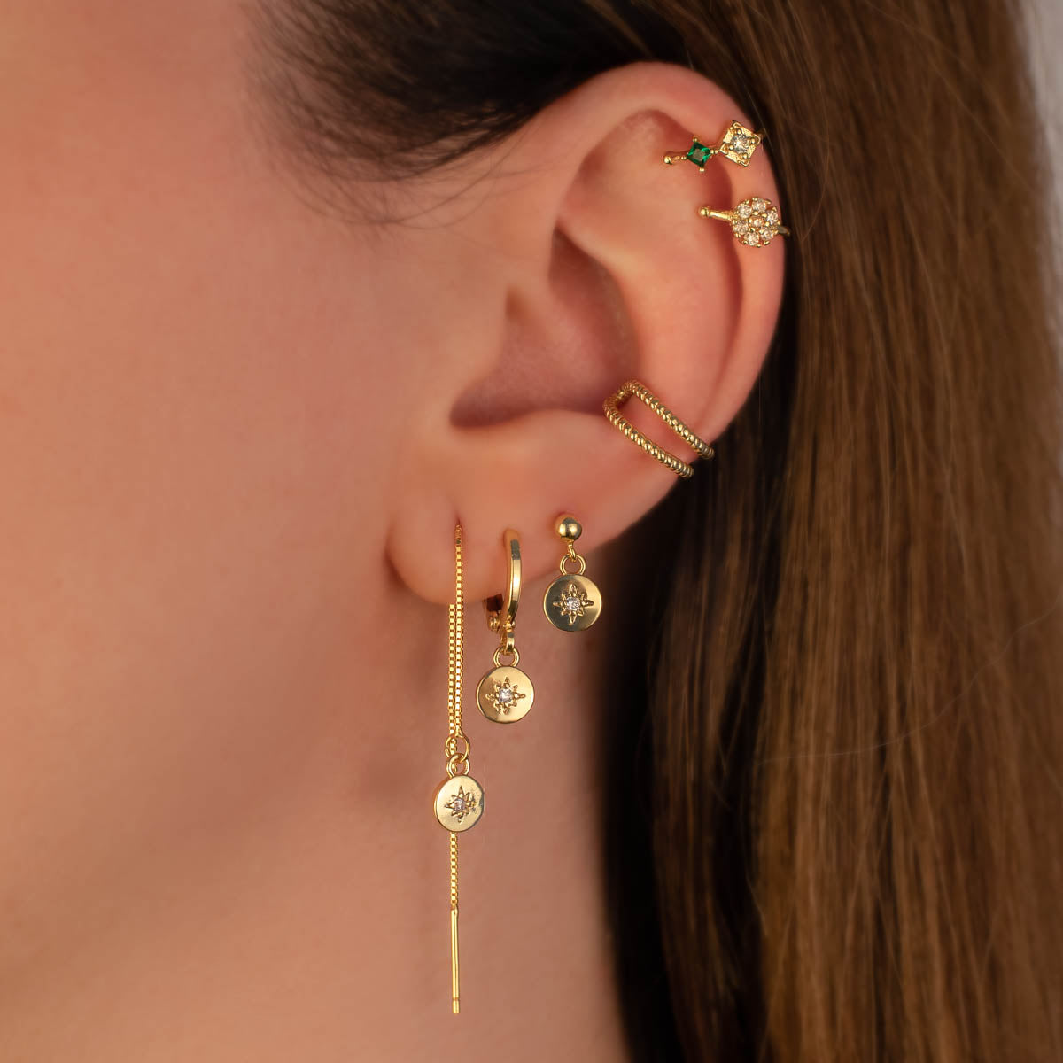 Fay Circle White Zircon Huggie Earrings