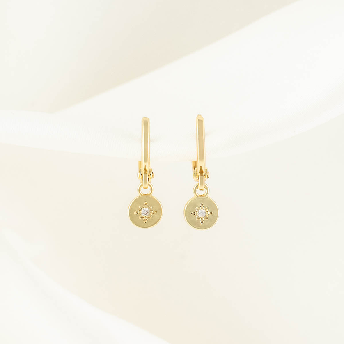 Fay Circle White Zircon Huggie Earrings