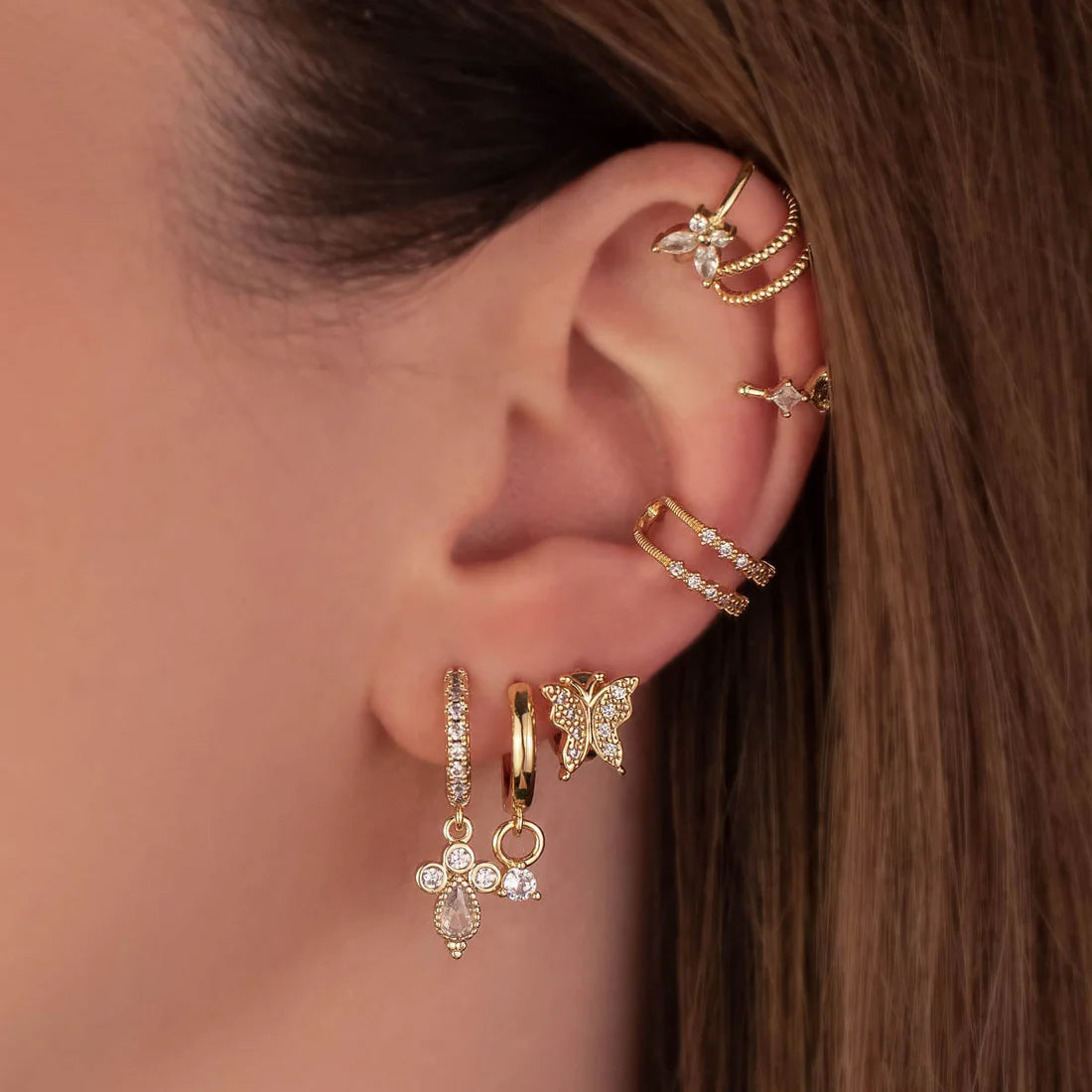 Athalia Butterfly White Zircon Hoop