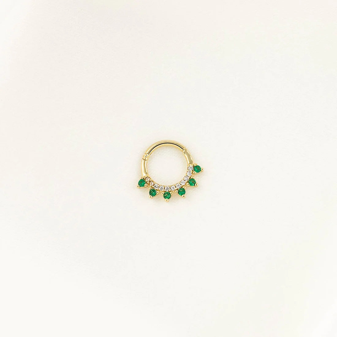 Fern Green & White Zircon Septum Nose Ring/ Daith Earring