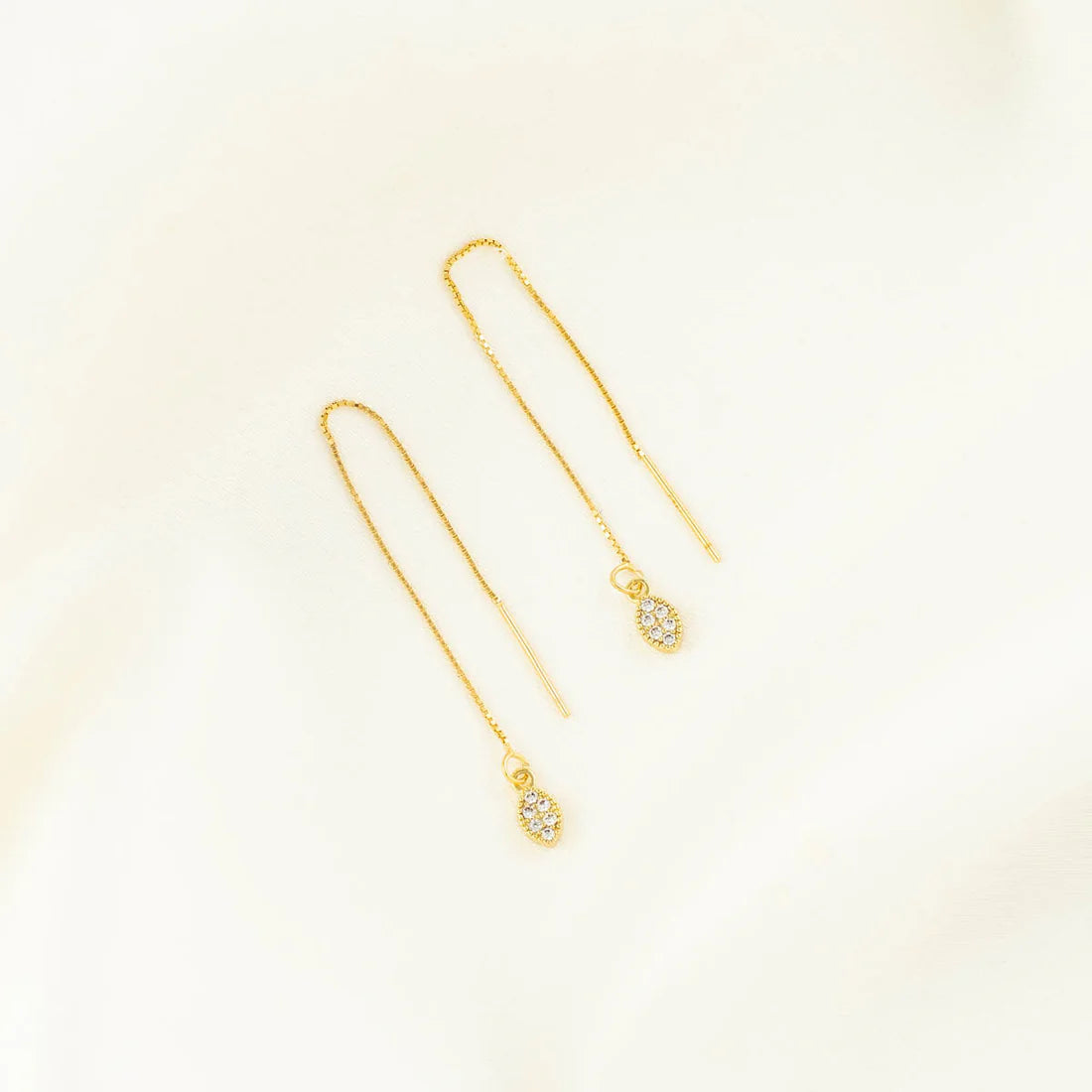 Phyllis Leaf White Zircon Threaders