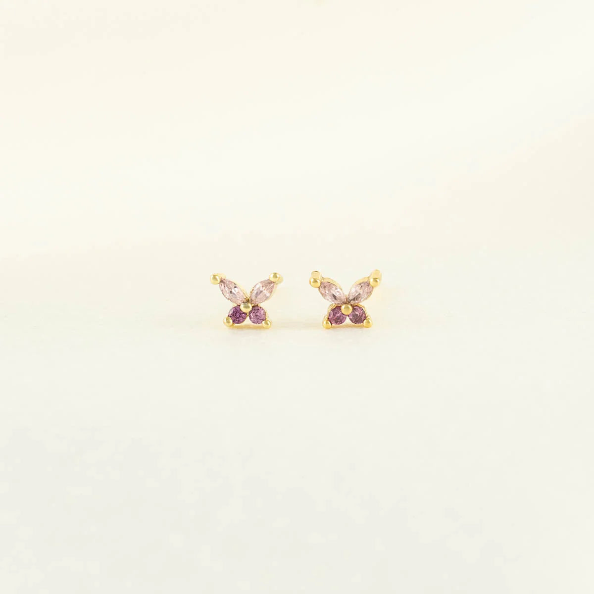 Sallie Pink Zircon Butterfly Studs