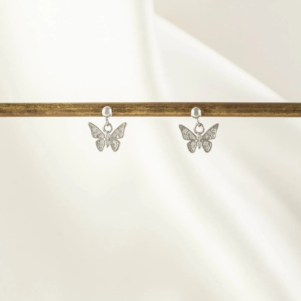 Kimi Butterfly White Zircon Stud Earrings
