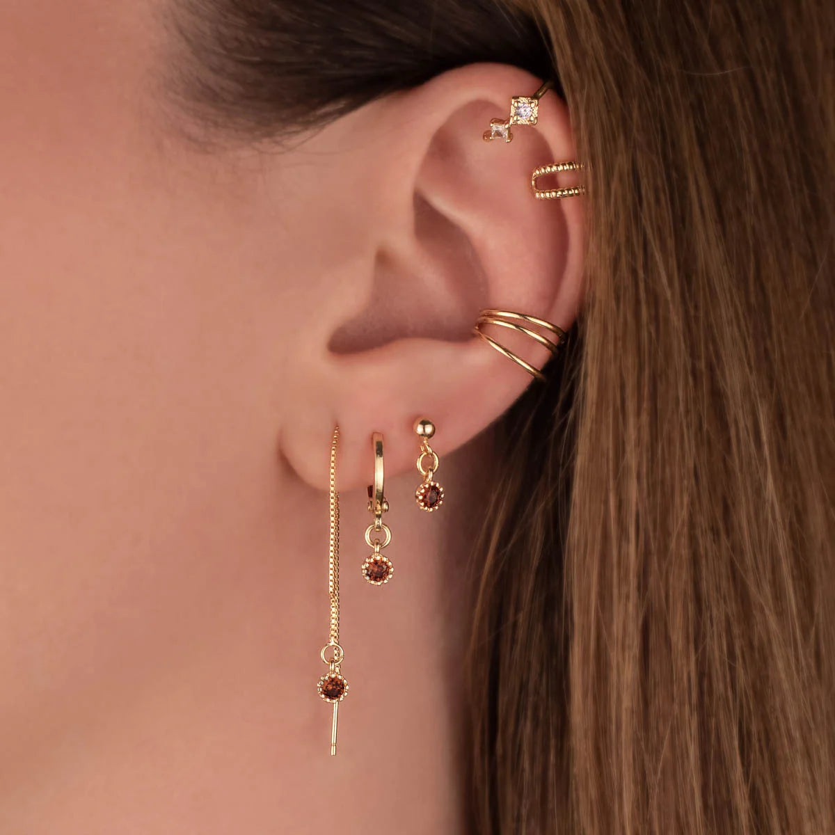 Jolie Red Zircon Stud Earrings