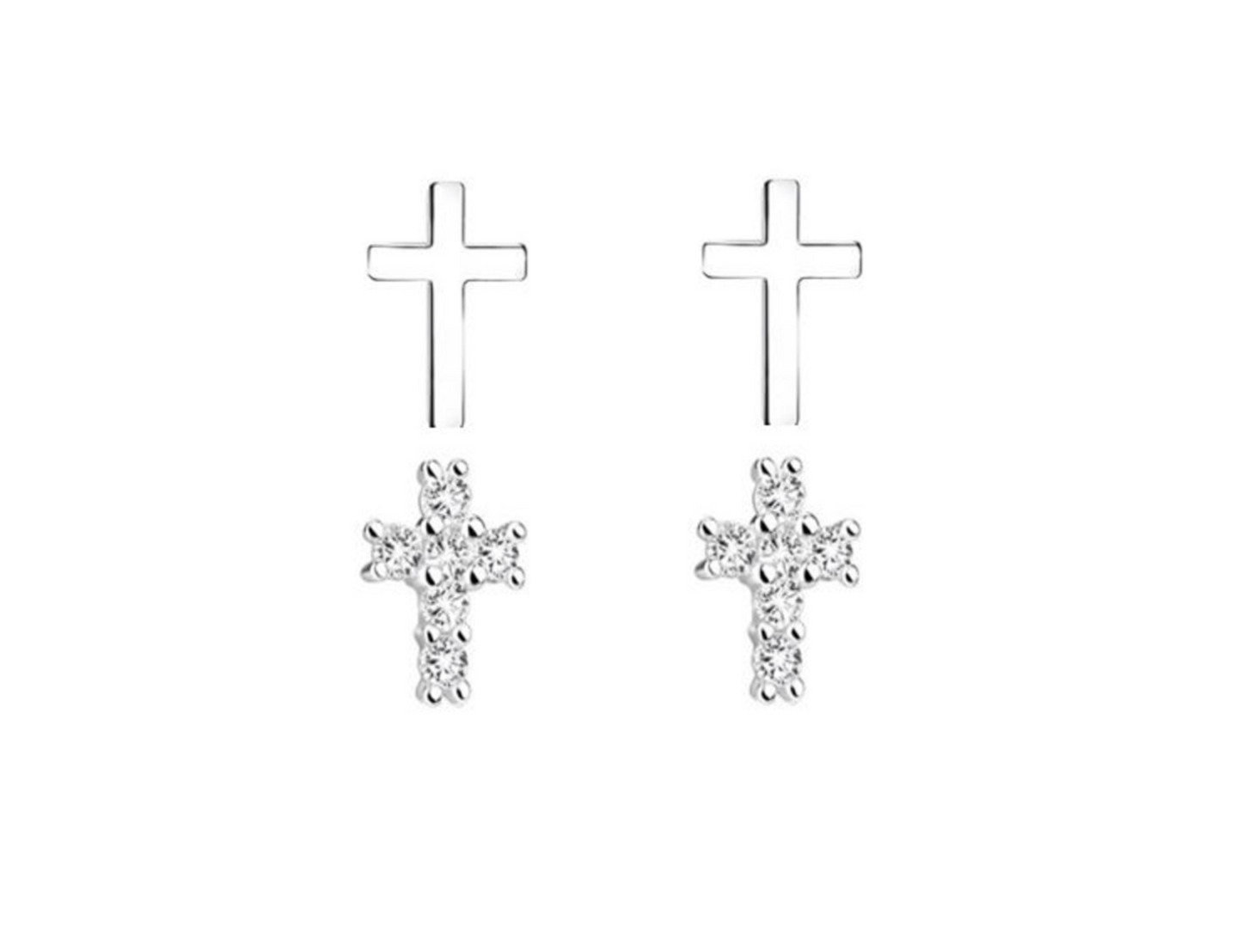 CZ Cross Studs Set