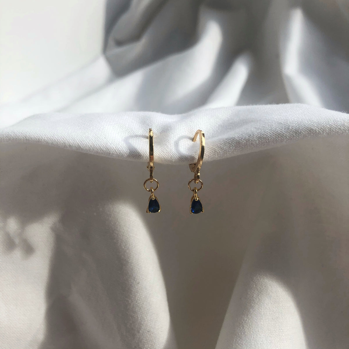 Leah Blue Huggie Earrings