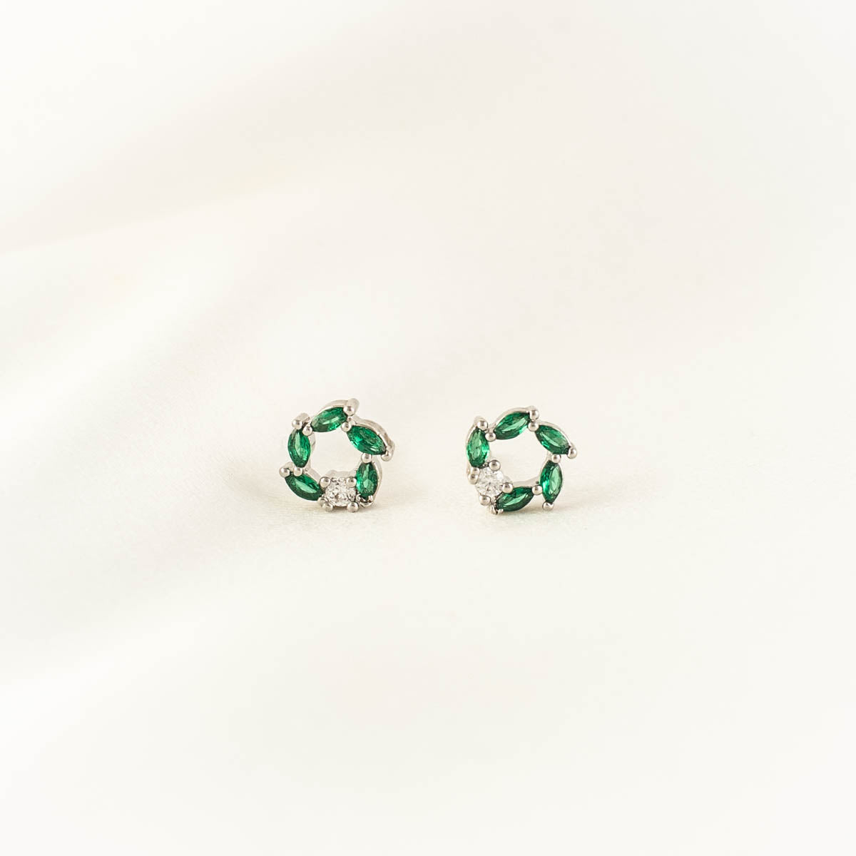 Laura Wreath Green and White Zircon Studs