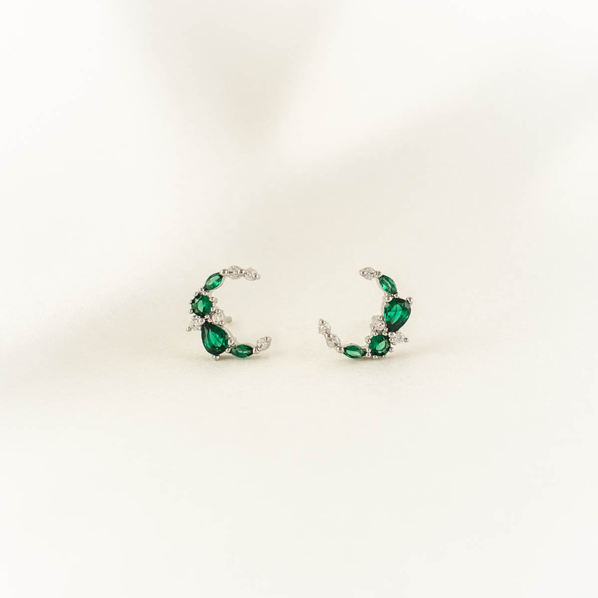 Mahina Moon Green and White Zircon Studs