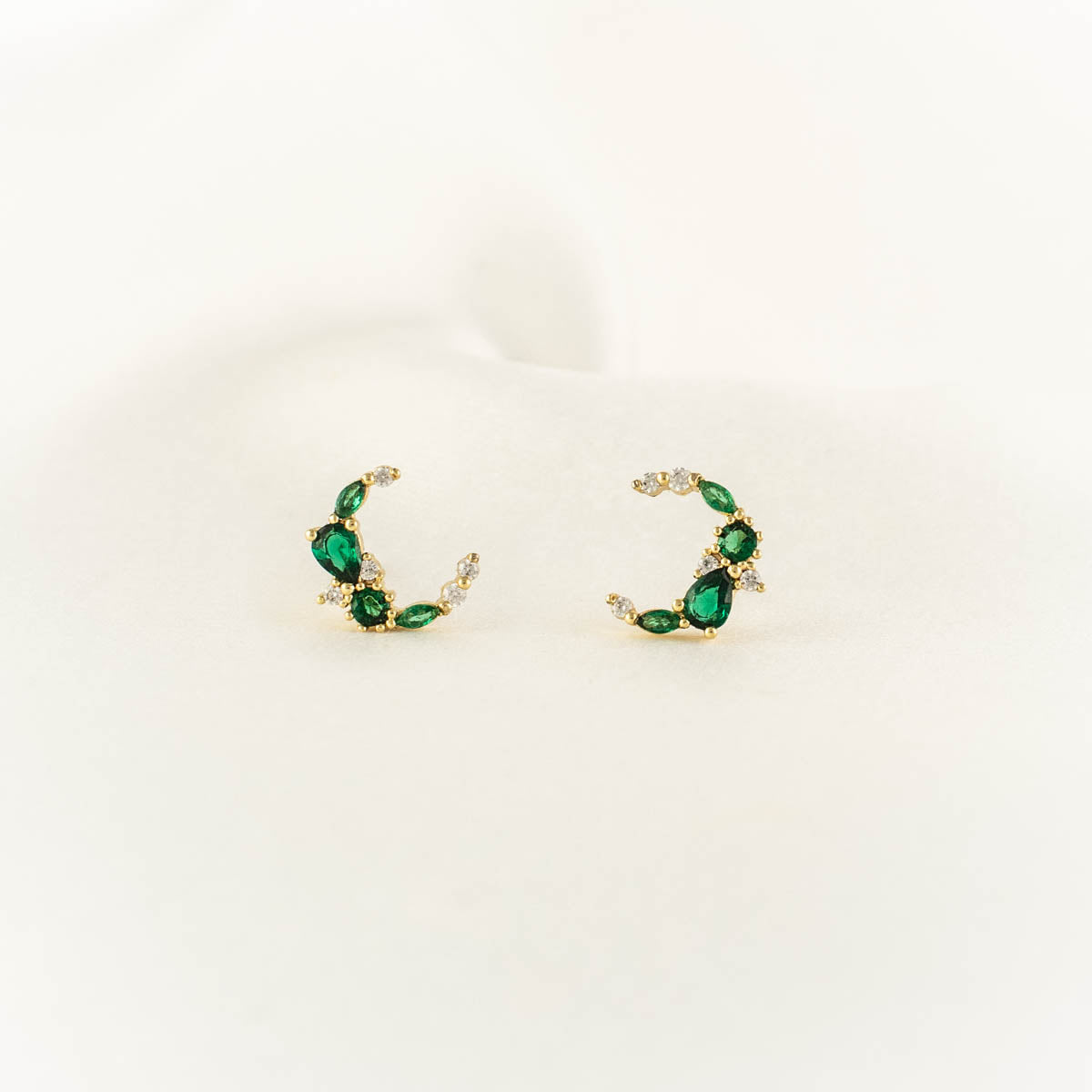 Mahina Moon Green and White Zircon Studs