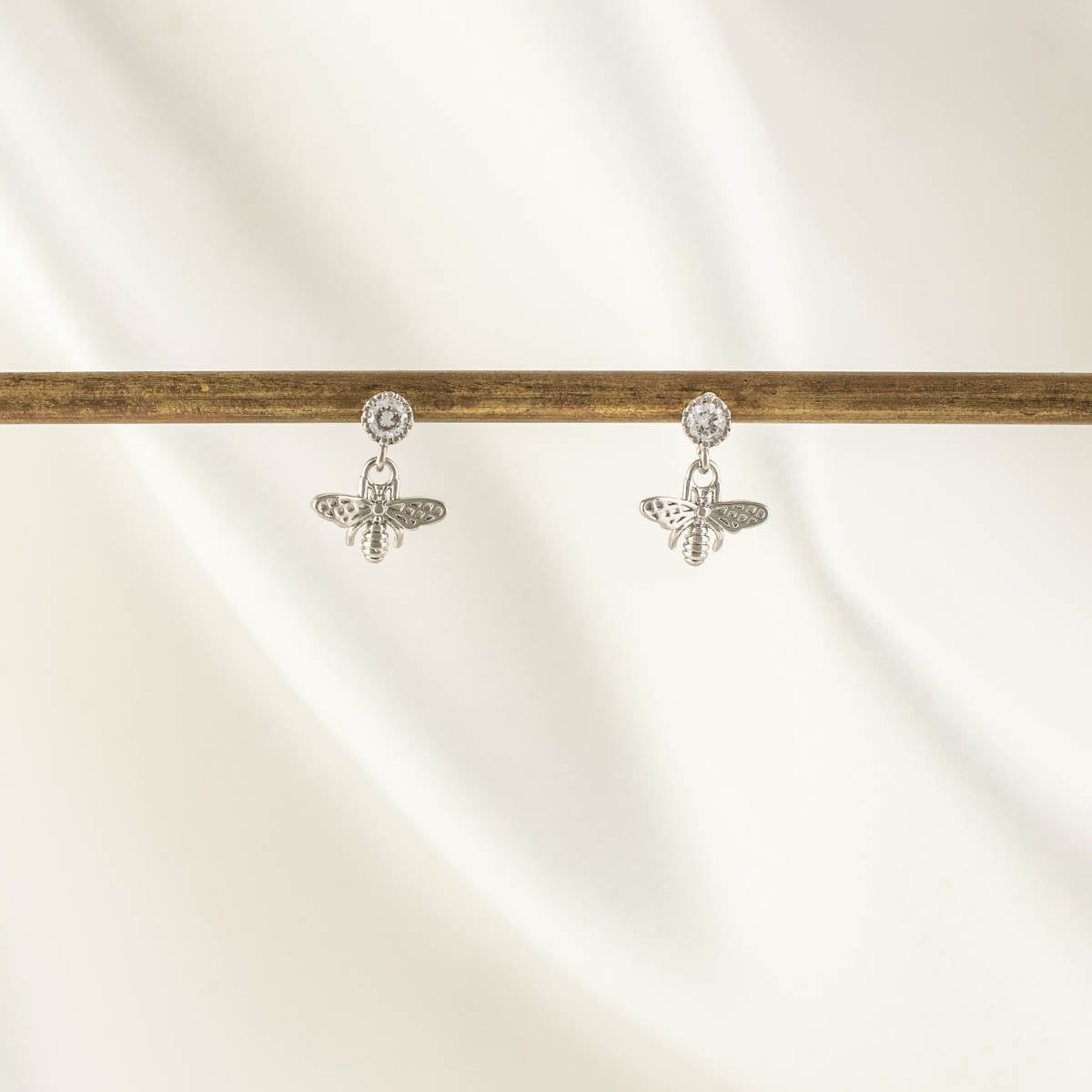 Melina Bee White Zircon Embellished Stud Earrings