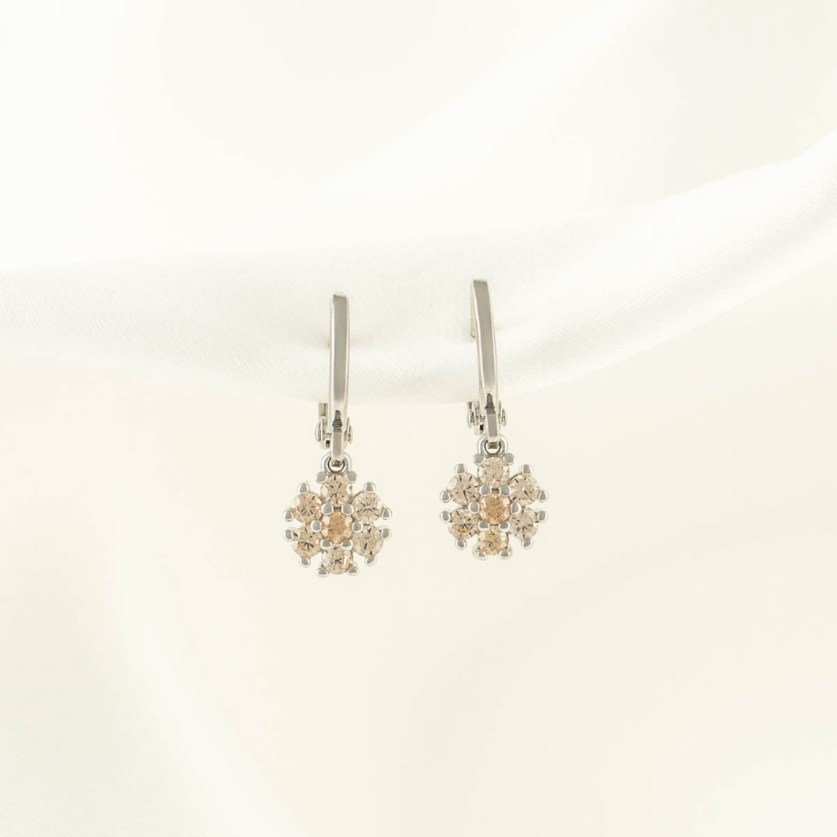 Olive Topaz Zircon Flower Huggie Earrings