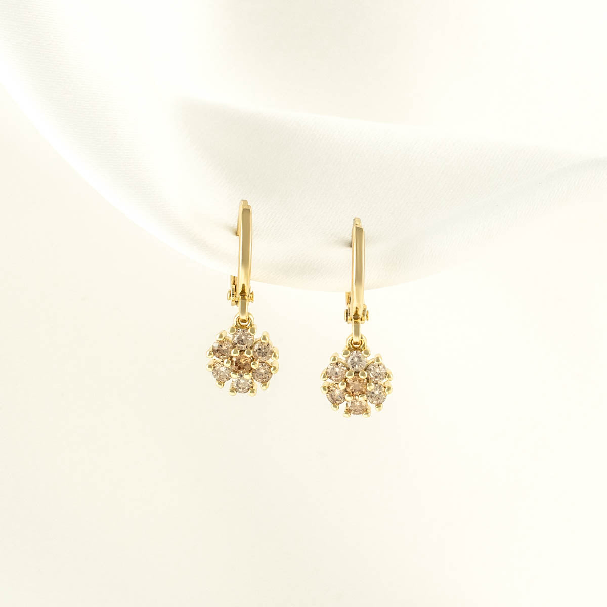 Olive Topaz Zircon Flower Huggie Earrings
