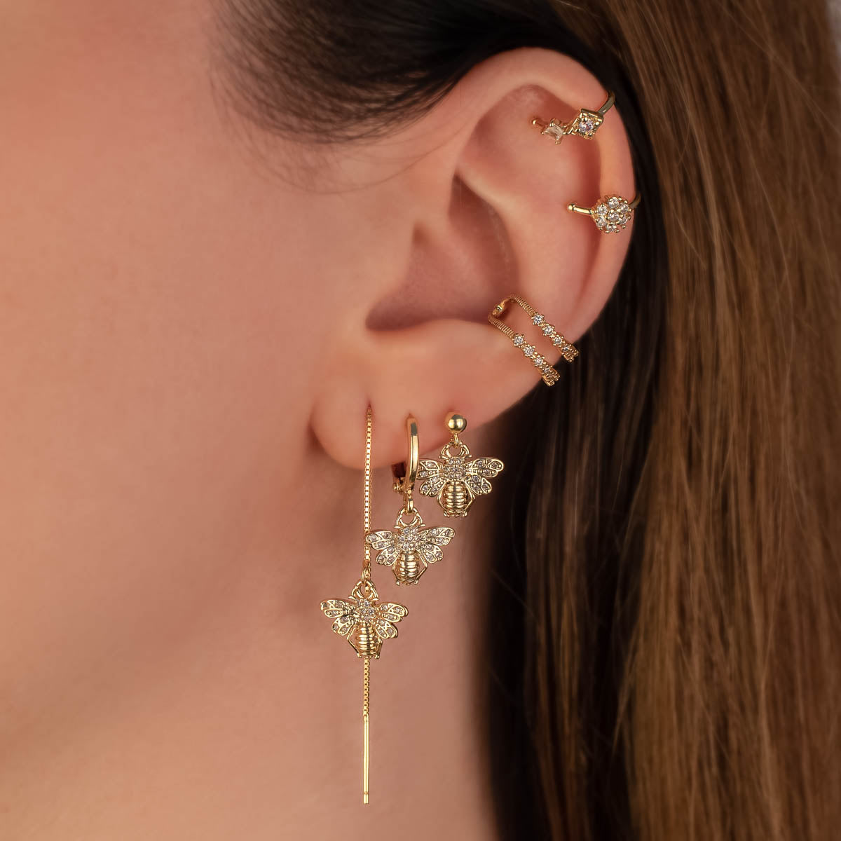 Queen Bee White Zircon Huggie Earrings
