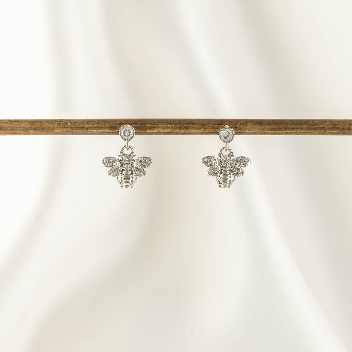 Queen Bee White Zircon Embellished Stud Earrings