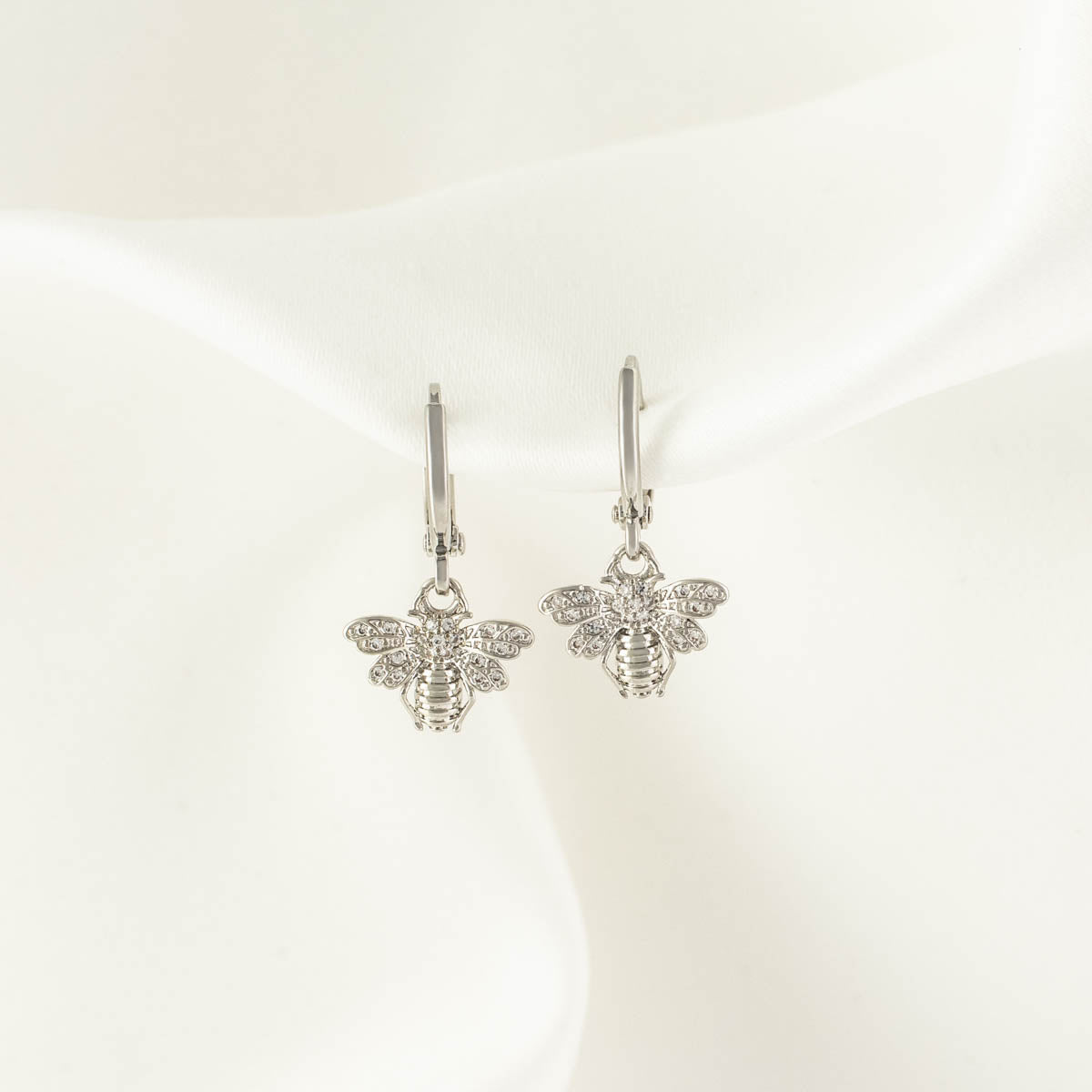 Queen Bee White Zircon Huggie Earrings