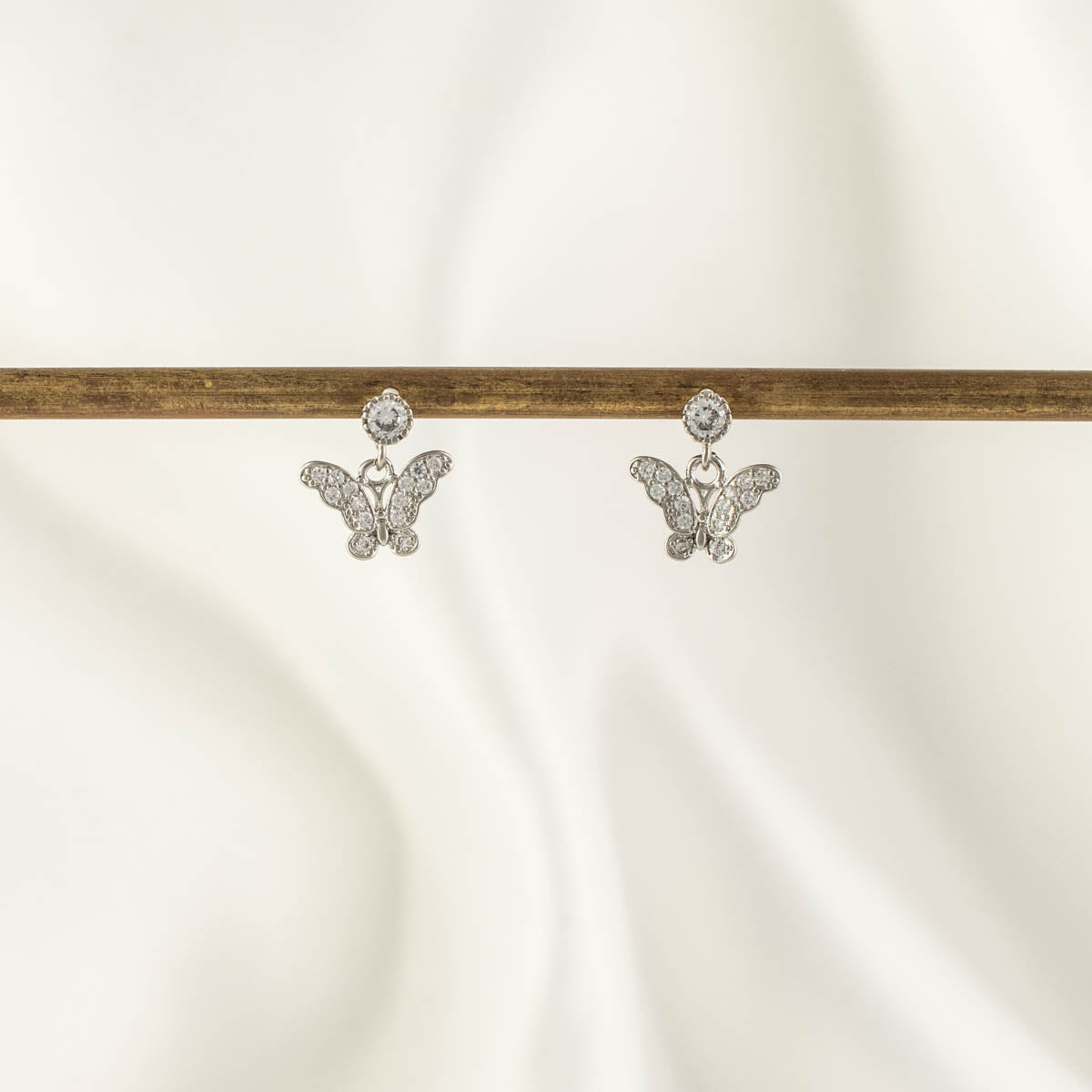Serenity Butterfly White Zircon Embellished Stud Earrings