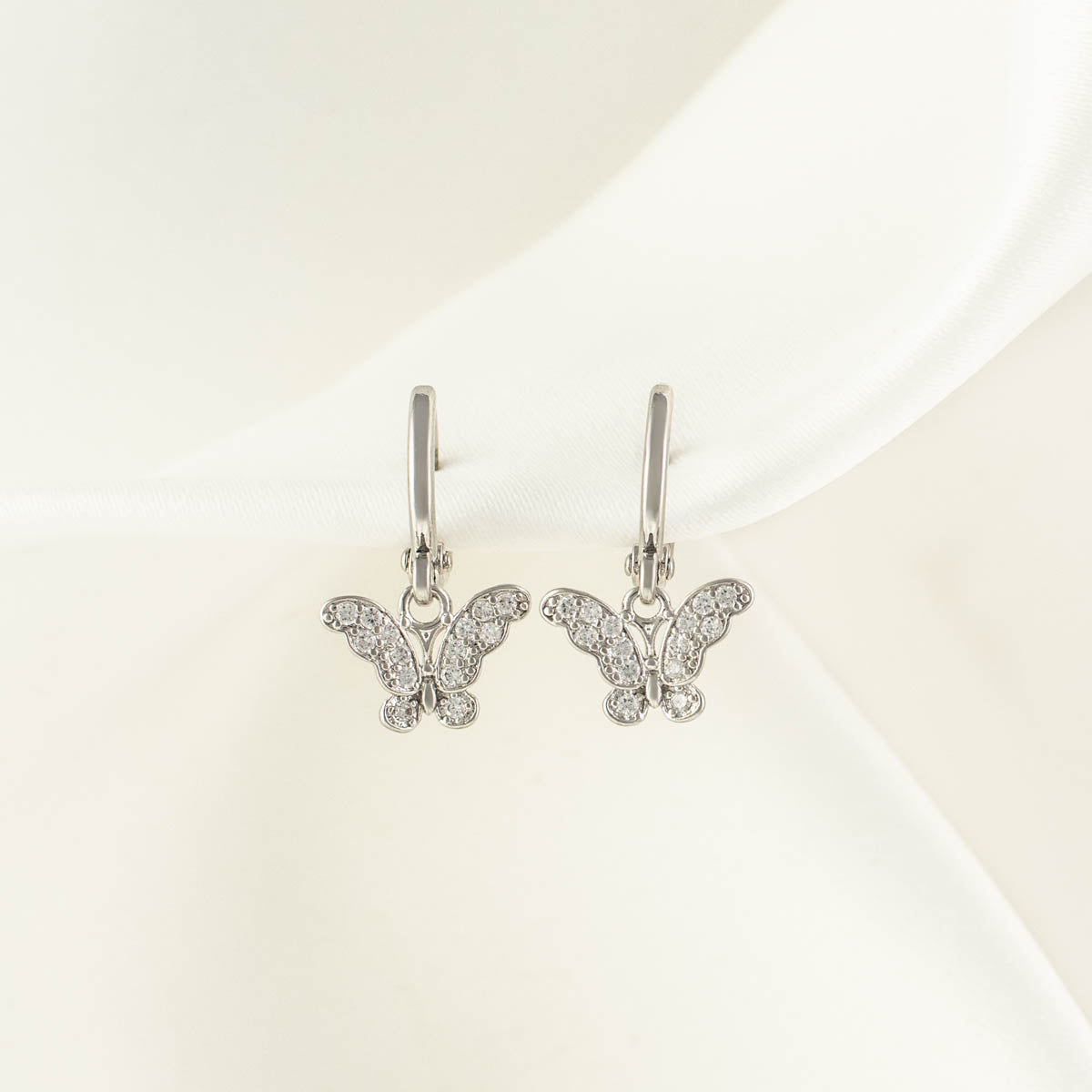 Serenity Butterfly White Zircon Huggie Earrings
