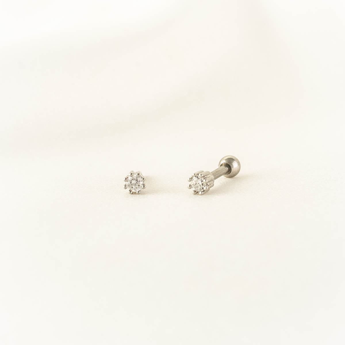 Sonnet White Zircon Stainless Steel Ball Studs