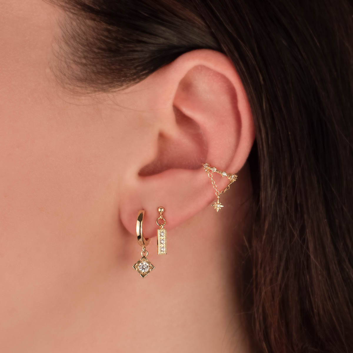 Tempest White Zircon Huggie Earrings
