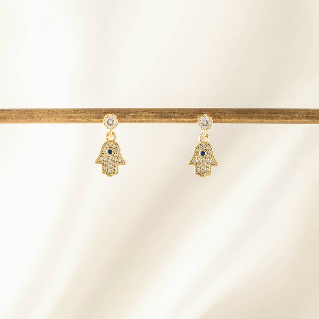 Dealla Hamsa Zircon Embellished Stud Earrings