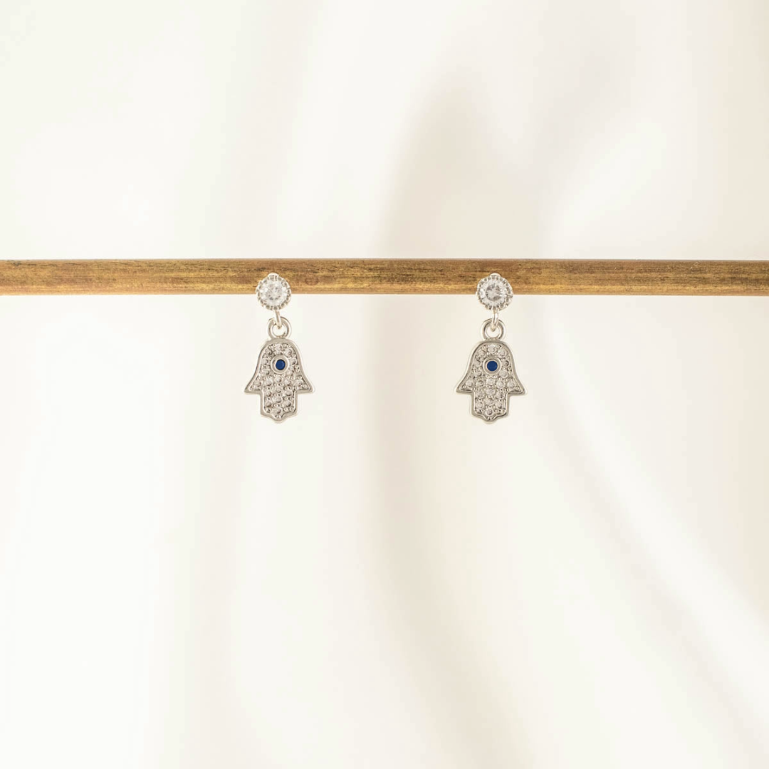 Dealla Hamsa Zircon Embellished Stud Earrings