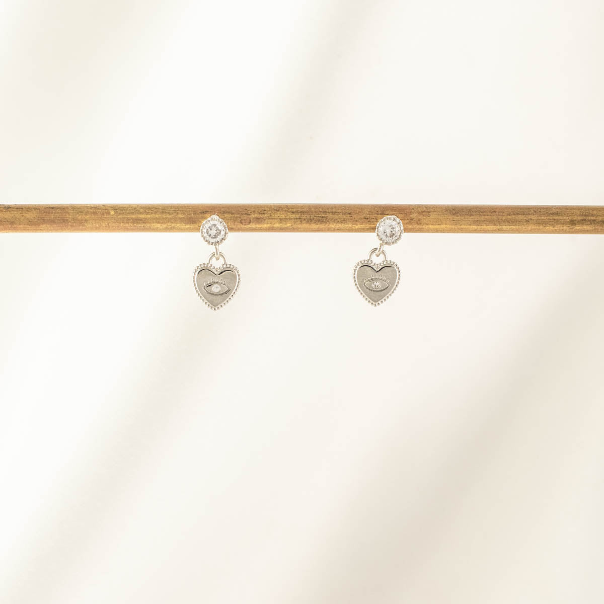 Valerie Evil Eye Heart White Zircon Embellished Stud Earrings