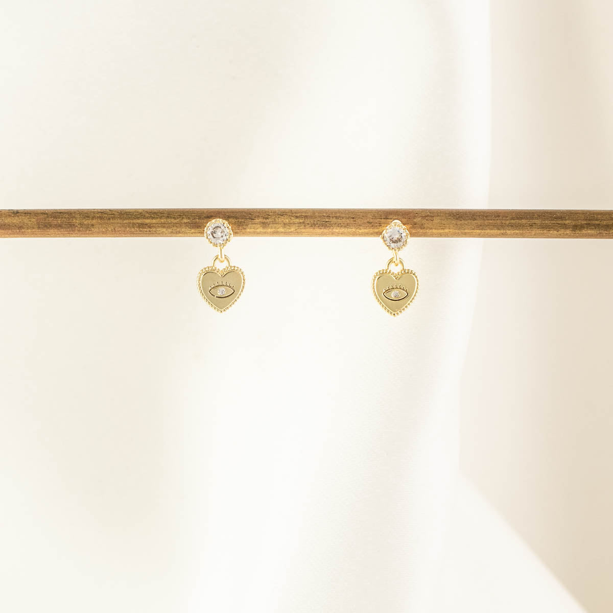 Valerie Evil Eye Heart White Zircon Embellished Stud Earrings