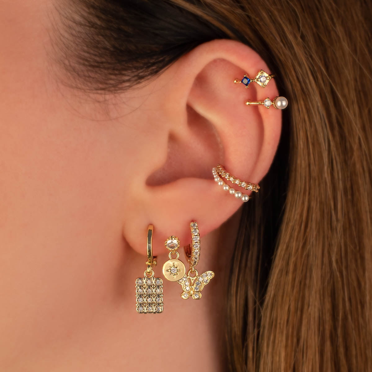 Xena White Zircon Huggie Earrings