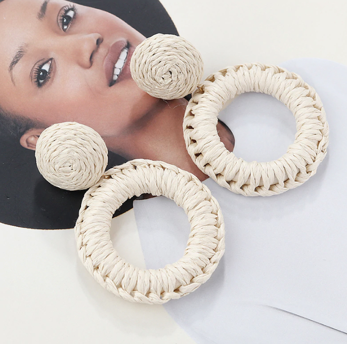 Lila Rattan Earrings