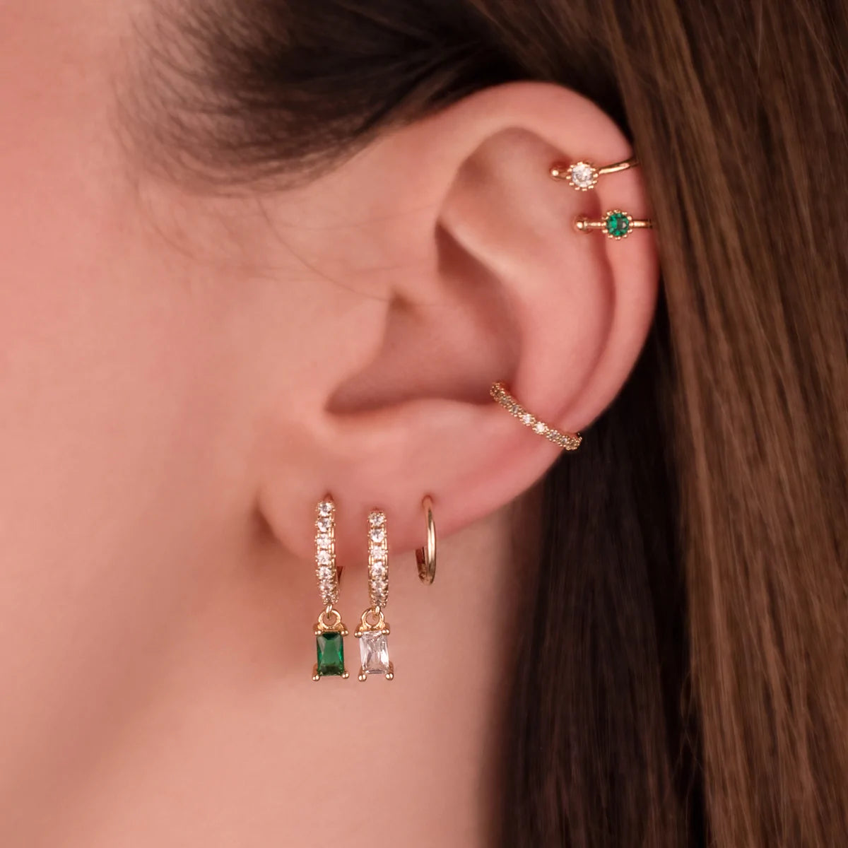 Zara Emerald Zircon Huggie Earrings