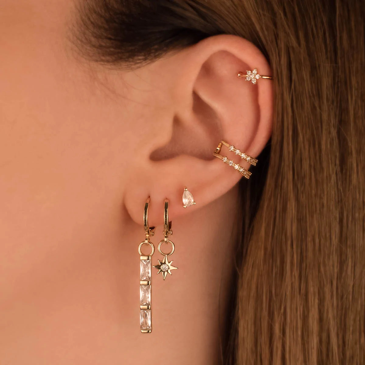 Cora White Zircon Huggie Earrings