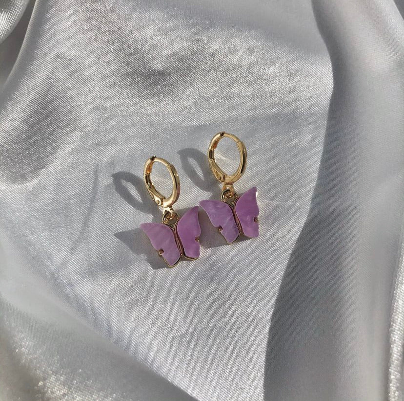 Purple Jade Butterfly Earrings