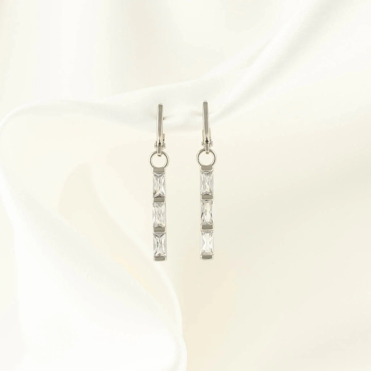 Cora White Zircon Huggie Earrings