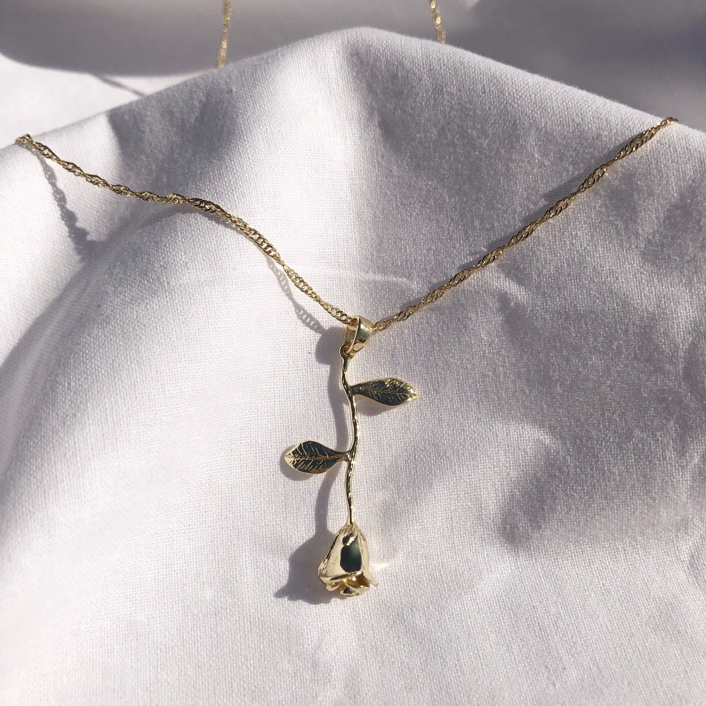 Gold Rose Pendant Necklace