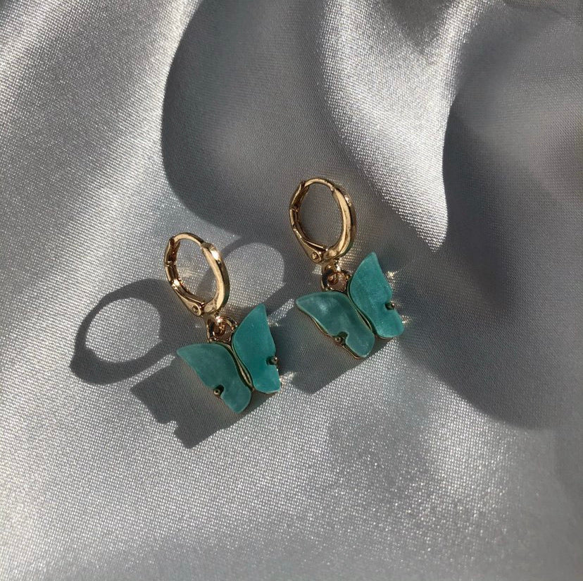 Blue Jade Butterfly Earrings