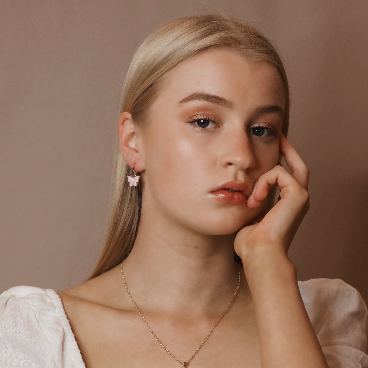 Baby Pink Jade Butterfly Earrings