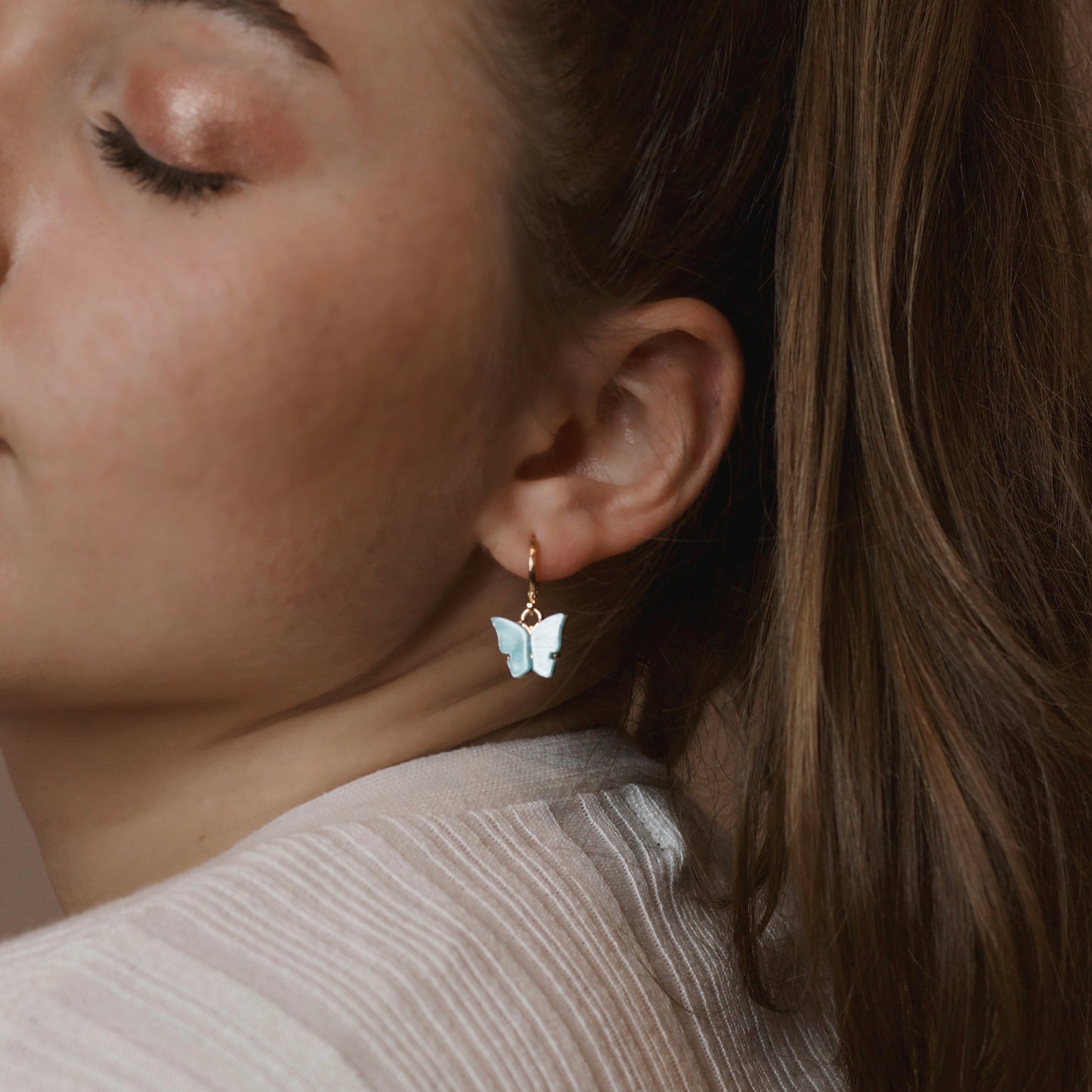 White Jade Butterfly Earrings