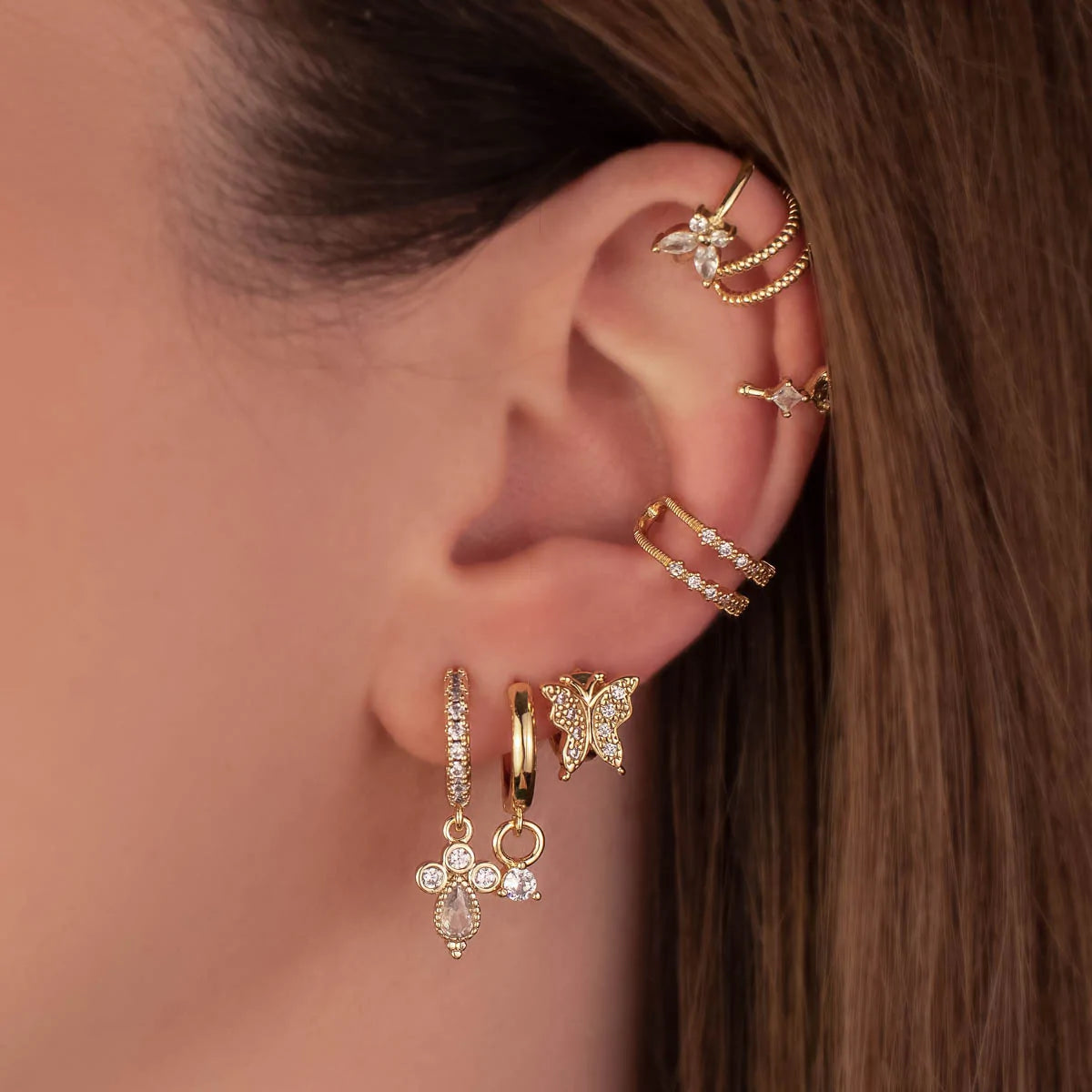 Miette White Zircon Huggie Earrings