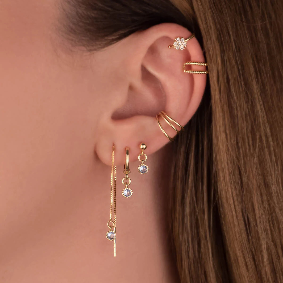 Daphne Blue Zircon Stud Earrings