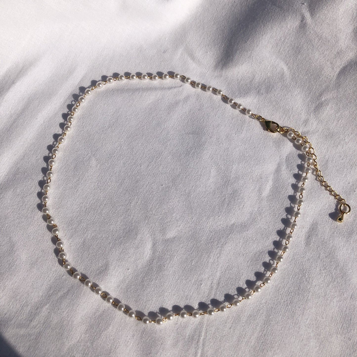 Gold Pearl Choker Necklace