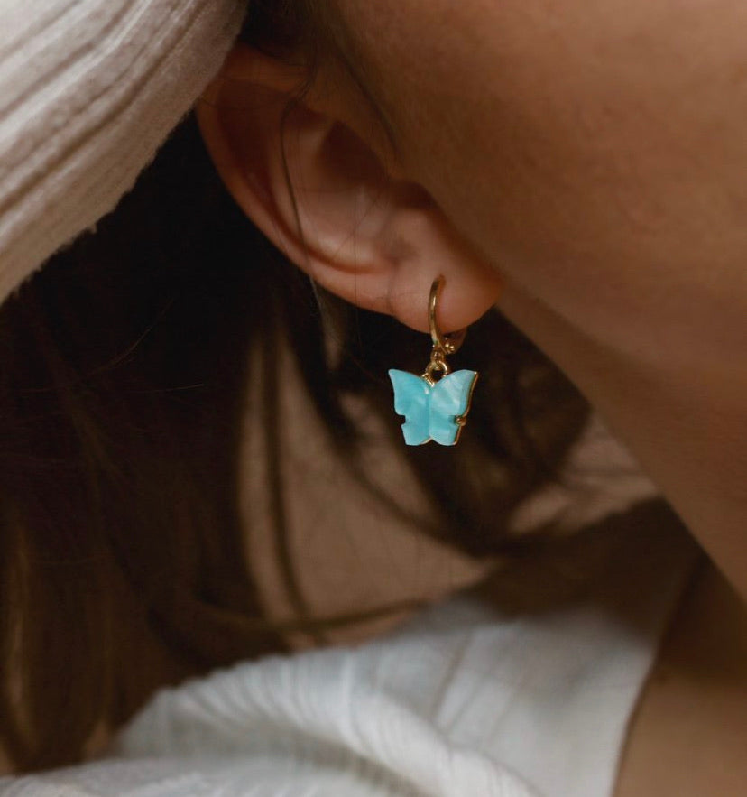 Blue Jade Butterfly Earrings