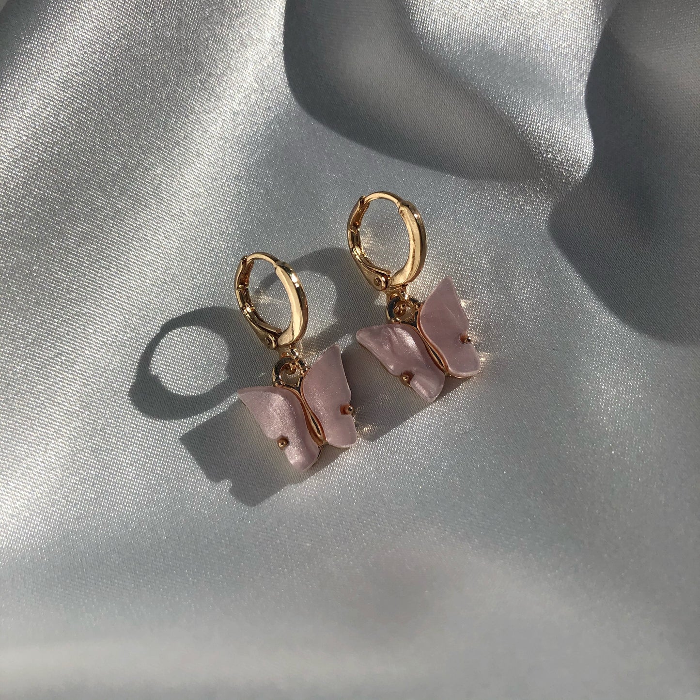 Baby Pink Jade Butterfly Earrings